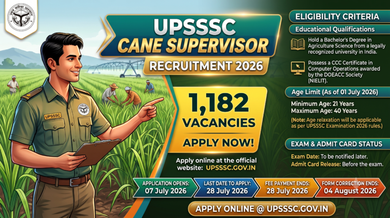 UPSSSC Cane Supervisor Recruitment 2026: Apply Now for 1,182 Posts!